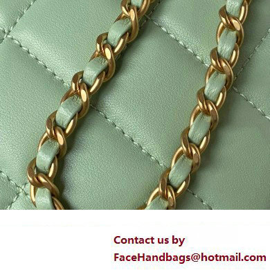 Chanel Lambskin  &  Gold-Tone Metal Small Messenger Bag AS4609 mint green 2024